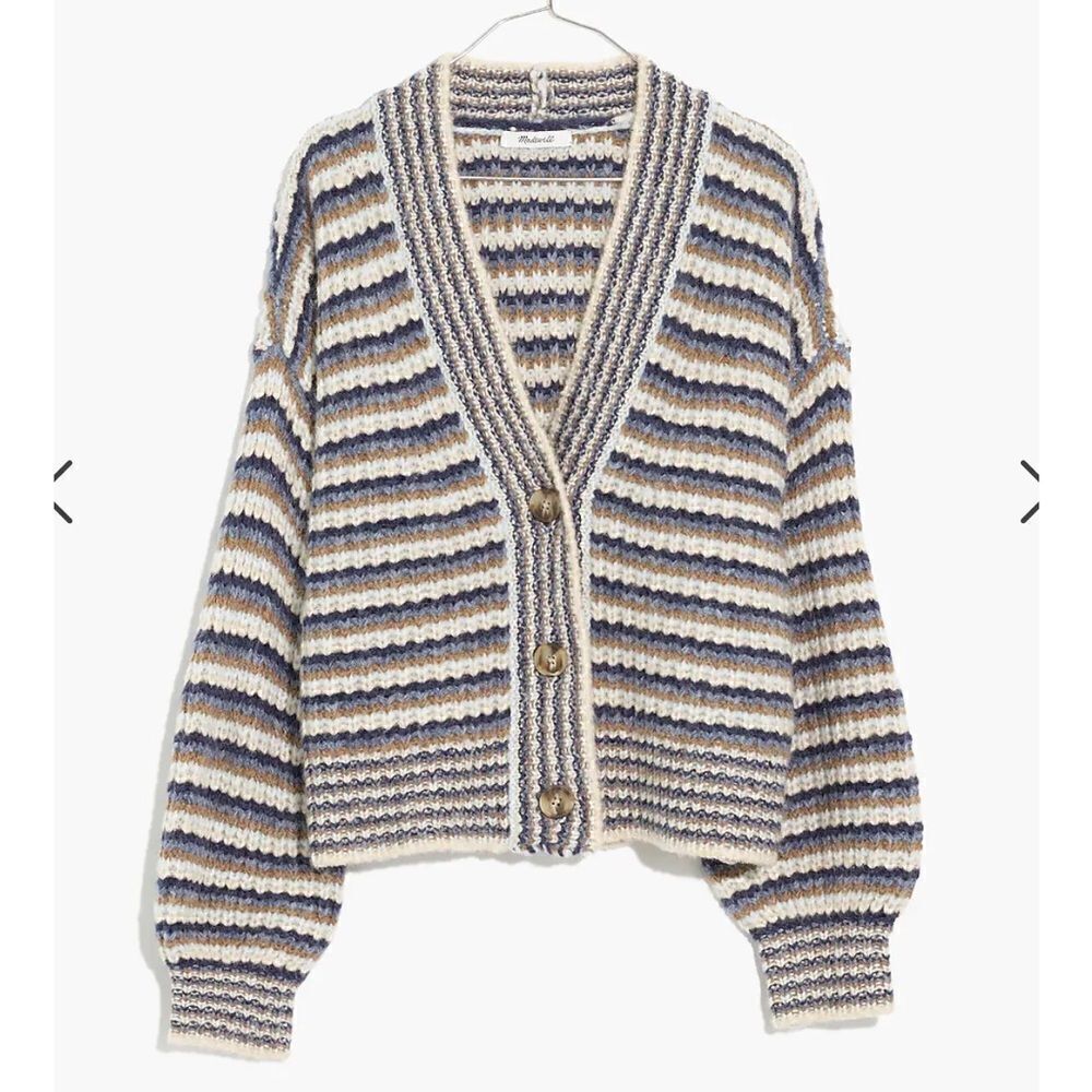Madewell Waller Crop Cardigan Sweater in Stripe size XS - Picture 4 of 10